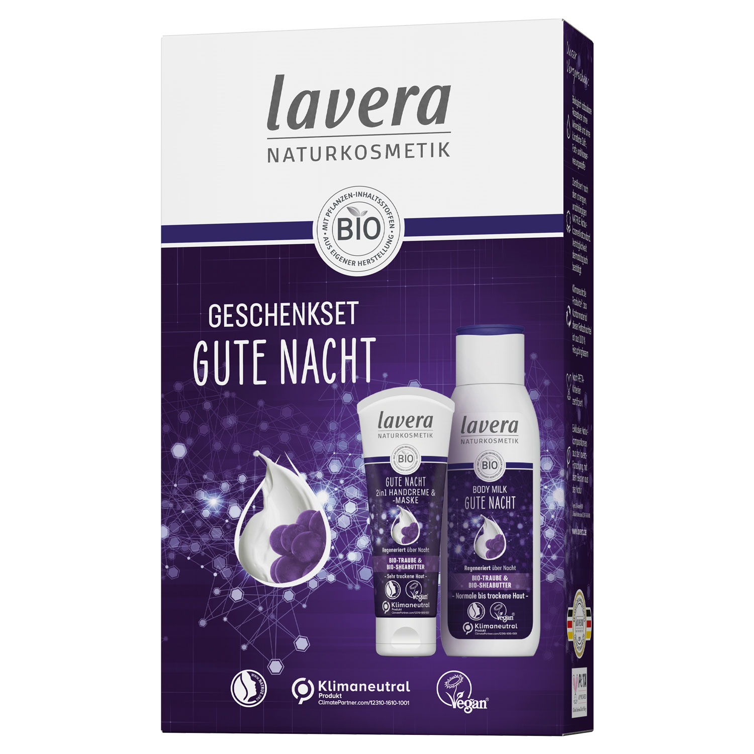 und - Gute Nacht, Lavera & Bio-Sheabutter, GmbH Bio-Traube Agropha - Bodylotion Handcreme Geschenkset mit